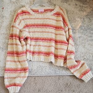Pink Lily Cream and Red Striped Sweater